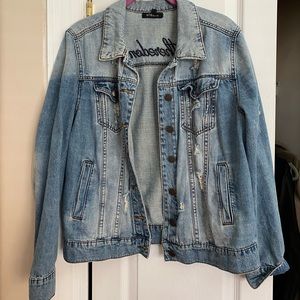 Oversized distressed jeans jacket